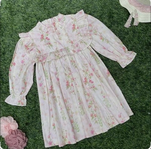 lot 4116 image: Girls Floral Print Long Sleeve Dress with Ruffles Size 3T - Retail $15
