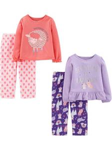 lot 4119 image: Simple Joys by Carters Toddler Girls 4-Piece Polyester Pajamas Sleepwear, UnicornSheep, 4T - Retail $18
