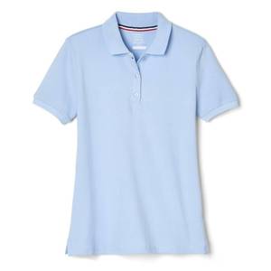 lot 4124 image: French Toast Womens and Juniors Cotton Blend Stretch Pique Short Sleeve Polo Shirt, Light Blue, X-Large - Retail $10