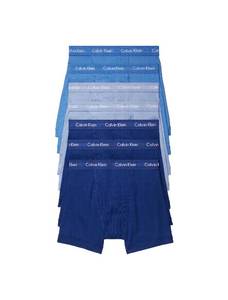 lot 4176 image: Calvin Klein Mens Cotton Classics 7-pack Boxer Brief, 3 Blue Depths, 2 Boardwalk Blue, 2 Water Reflection, X-Large - Retail $58