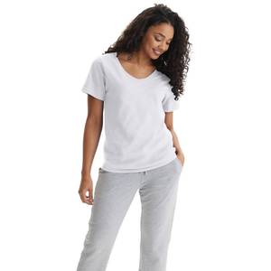 lot 4182 image: Hanes Womens Perfect-t V-neck T-shirt, Ringspun Cotton Short Sleeve Tee For 1 Or 2 Pack Fashion-t-shirts, White - 1 Pack, Large US - Retail $10