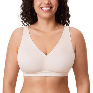 lot 4221 image: AISILIN Womens Plus Size Wireless Bra Support Comfort Full Coverage Unlined No Underwire Smooth Rose White 38C - Retail $28