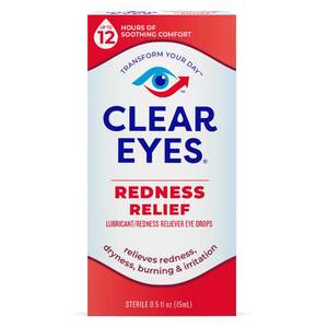 lot 4252 image: Clear Eyes Redness Eye Relief Eye Drops, 0.5 fl oz (Pack of 1) - Retail $13