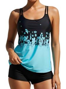 lot 4257 image: B2prity Womens Tankini Swimsuit Slimming Two Piece Bathing Suit Tummy Coverage Swimwear with Boy Short Sky Blue Large  - Retail $23