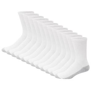 lot 4267 image: Hanes Mens Double Tough Socks, 12-pair Pack Crew Socks, WhiteGrey Foot Bottom, 6-12 - Retail $16