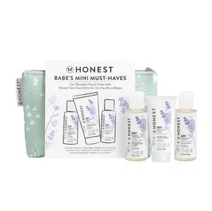 lot 4274 image: The Honest Company Babes Mini Must Haves Gift Set Travel Size Hypoallergenic Lavender Bathtime Essentials Shampoo Body Wash (2 fl oz) Face Lotion (1 Bubble Bath&nbsp