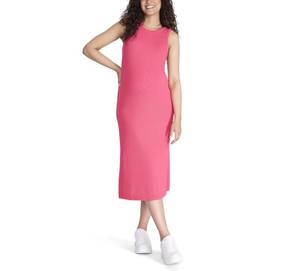 lot 4277 image: Motherhood Maternity Womens Sleeveless Racerback Rib Knit Midi Pregnancy Bodycon Dress, Raspberry, Large - Retail $25