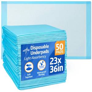 lot 4279 image: Medline Light Absorbency Underpad, 23 x 36, 50 Count, Disposable Bed, Furniture & Surface Protection, For Kids, Adults, Elderly, Puppy Pad, Changing Pad, Incontinence Pee Pad, Chucks - Retail $29