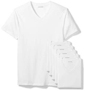 lot 4283 image: Amazon Essentials Mens V-Neck Undershirt, Breathable Cotton, Pack of 6, White, Medium - Retail $18