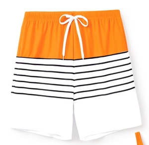 lot 4284 image: PATPAT Family Matching Swimsuits Mens Bathing Suit Quick-Dry Swim Trunks with Elastic Waistband - Daddy and Me Matching Beach Board Shorts for Summer Vacations, Orange, Men, XX-Large (DAD TRUNKS ONLY) - Retail $25