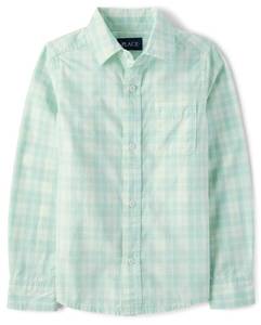 lot 4285 image: The Childrens Place,Boys,Long Sleeve Button Down Shirts,Mint Cream,Large - Retail $17