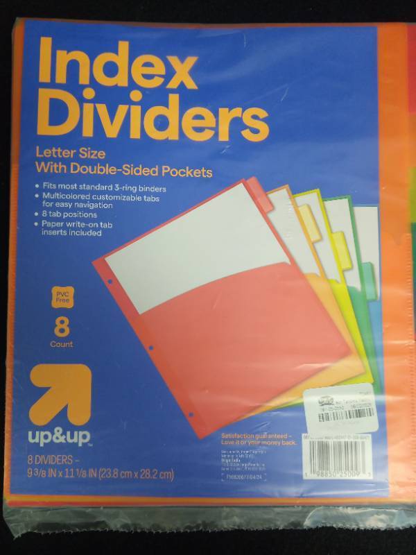 lot 125 image: Up&Up 8-Tab Letter Size Index Dividers