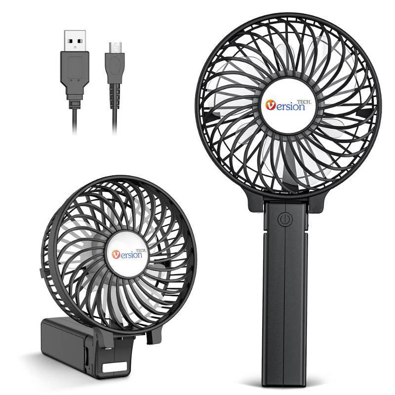 lot 130 image: VersionTECH. Portable Handheld Fan, PowerfulDurable4000mAh180° Foldable, Mini Table Fans with USB Rechargeable Battery Operated Cooling Accessories for Personal Use, Travel, Office Black&nbsp