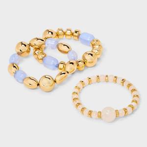 lot 112 image: Mixed Bead Stretch Bracelet Set 3pc - A New Day - Blue - Retail $13