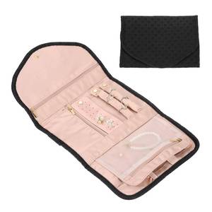 lot 115 image: pic Similar to Travel Jewelry Case Organizer, Foldable Jewelry Travel Organizer PU Jewelry Storage Roll Jewelry Case for Women Gift Necklaces Earrings Rings Bracelets, Black - Retail $13