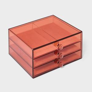 lot 122 image: Acrylic Three Drawer Organizer Jewelry Box - A New Day Rose Pink Storage for Accessories, 18 Years - Retail $25