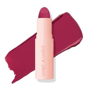 lot 123 image: wet n wild Mega Last Rich Satin Lip Color, Rich Creamy Color with Satin Finish, Infused with Vitamin E & Moisturizing Argan Oil, Lightweight, Silky-Smooth, Vegan & Cruelty-Free - Berried Life - Retail $2