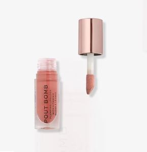 lot 121 image: Makeup Revolution Plumping Lipgloss, Pout Bomb Kiss Nude, With Vitamin E, 0.15 fl.oz (4.6ml) - Retail $26