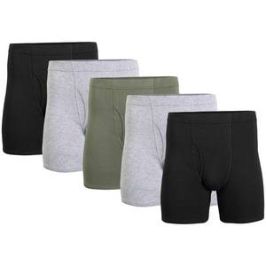 lot 4319 image: Gildan Mens Underwear Covered Waistband Boxer Briefs, Multipack, BlackSport Grey HeatherMilitary Green (5-Pack), Large - Retail $21
