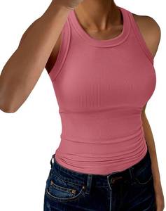 lot 4327 image: GKBK Womens Tank Tops High Neck Sleeveless Ribbed Tank Casual Basic Thick Strap Slim Fitted Racerback Shirts Brick Red XL - Retail $18