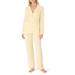 lot 4328 image: Amazon Essentials Womens Stretch Modal Long-Sleeve and Full-Length Bottom Pajama Set, Pale Yellow, Medium - Retail $30