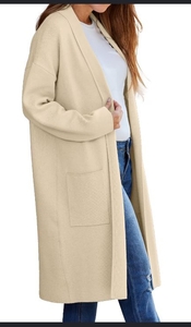 lot 4356 image: Womens Long Cardigan Sweater with Pockets Small - Retail $15