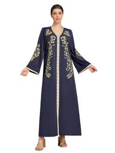 lot 4361 image: LHMDYMXD Luxury Plus Size Kaftan Dress for Women Embroidered Muslim Abaya Dress V Neck Middle Eastern Robe for Eid Ramadan (X-Large)&nbsp