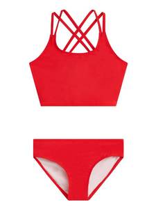 lot 4362 image: Kanu Surf Girls Waverly UPF 50 Beach Sport Criss-Cross Tankini Two Piece Swimsuit, Solid Red, 14 US - Retail $24