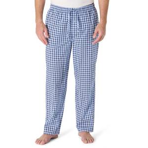 lot 4386 image: Amazon Essentials Mens Cotton Poplin Straight-Fit Pajama Pants with Drawstring Elastic Waist, Light Blue White Plaid, X-Large - Retail $14