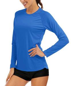 lot 4397 image: MAGCOMSEN Womens UV Protection Long Sleeve Athletic Shirts, Blue, X-Large - Retail $15