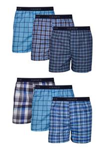 lot 4454 image: Hanes Mens Tagless Boxer With Exposed Waistband Multi-Packs, 6 Pack - Assorted, Large - Retail $27