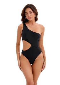 lot 4455 image: WEAVIVIGRO Womens One Piece Swimsuits One Shoulder Swimwear for Women Tummy Control Bathing Suits Size M,Black&nbsp