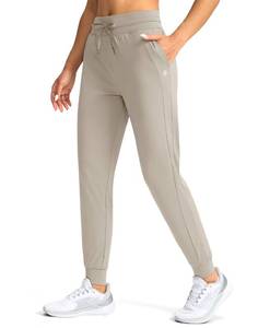 lot 4470 image: G Gradual Womens Joggers Pants with Zipper Pockets High Waisted Athletic Tapered Sweatpants for Women Workout Lounge, Pale, Small - Retail $29