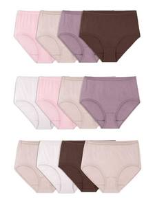 lot 4472 image: Fruit of the Loom Womens Eversoft Cotton Underwear Multipacks, Tag Free & Breathable, Available in Plus Size, Brief-Assorted Body Tones, 8 - Retail $34