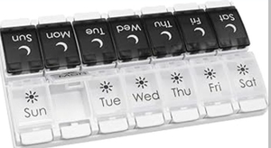 lot 4508 image: Weekly Push Button Pill Organizer Box - Retail $8