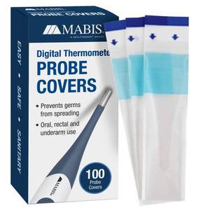 lot 4525 image: MABIS Disposable Probe Covers for Digital Thermometers, Box of 100, FSA Eligible, Can be Used Orally, Rectally or Under the Arm - Retail $6
