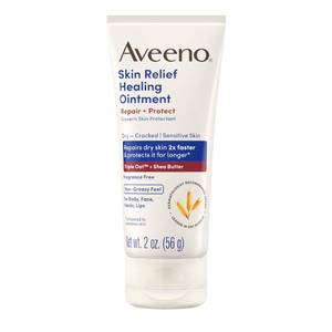 lot 4534 image: Aveeno Skin Relief Healing Ointment, Repair & Protect Extra Dry, Cracked Skin, Glycerin Protectant with Triple Oat & Shea Butter, Fragrance-Free & Non-Greasy Feel, Travel Size, 2.0 oz - Retail $6