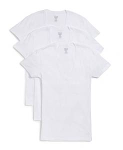 lot 4551 image: 2(X)IST Mens Essential Cotton Slim Fit Deep V-Neck T-Shirt 3-Pack White Small - Retail $31