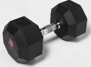 lot 4555 image: Rubber Coated Hex Dumbbell 50 LB  - Retail $25