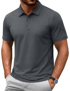 lot 4572 image: Cotrasen Polo Shirts for Men Cotton Pique Short Sleeve 3 Buttons Quick dri Work Summer Cooling Golf Shirt Dark Grey XL - Retail $18