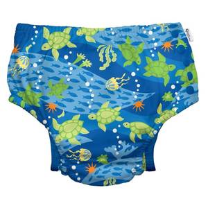 lot 4579 image: i Play. Baby Boys Snap Reusable Absorbent Swimsuit Diaper, Royal Blue Turtle Journey, 18mo - Retail $18
