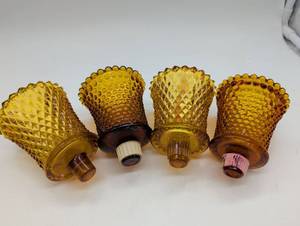 Amber Glass Light Shade Set with Textured Patterns