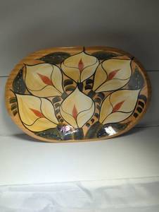 lot 714214 image: Hand Painted Wooden Floral Bowl