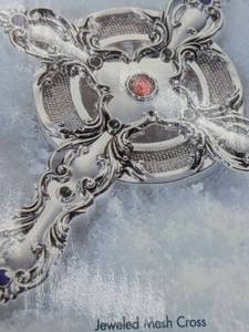 lot 714221 image: Towle Silversmiths Jeweled Mesh Cross Ornament