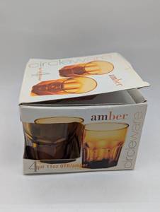 lot 714236 image: Amber Colored Glass Tumblers Set of 4 in original box