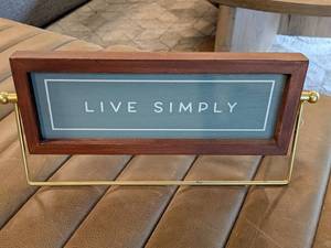 lot 714243 image: Live Simply Framed Sign with Gold Stand