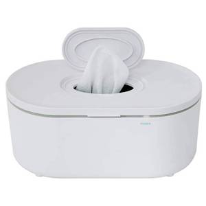 lot 129 image: Small Crack Wipe Warmer - Large Capacity Wipe Warmer and Baby Wet Wipes Dispenser with Even Warming and Built-In Nightlight - Newborn Essentials by EVLA��s (White) - Retail $22