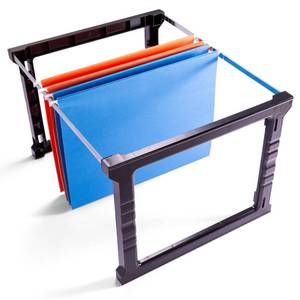 lot 133 image: Officemate Plastic Hanging File Folder Frame, 18 Inch, Letter and Legal Size. 1 Set (91961), Black and Gray - Retail $15