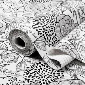lot 135 image: Shelf and Drawer Liner for Kitchen Cabinets, Non-Adhesive and Strong Non-Slip Floral Shelf Cabinet Drawer Liners, Waterproof Thickened Shelf Liner,Easy to Clean,Black and White,12IN x 10FT - Retail $10