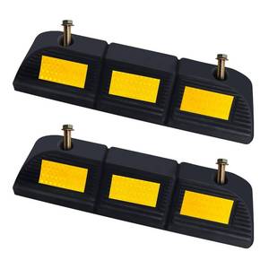 lot 142 image: Pre Owned WECARLLE Parking Stopper for Garage Parking Aid 2 Pack Block, Car Truck Curb Floor Parking Lot Wheel Tire Stops Bumpers with Bolt Installation, Rubber Vehicles Aid Gadgets - Retail $30
